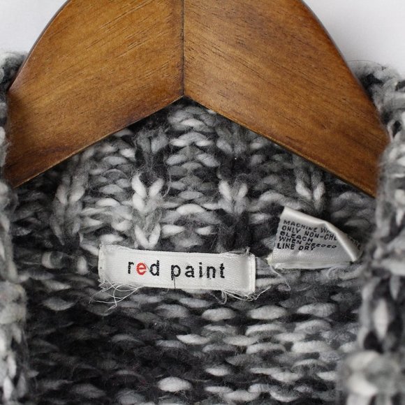 Red Paint Full Zip Knit Sweater - Picture 4 of 5